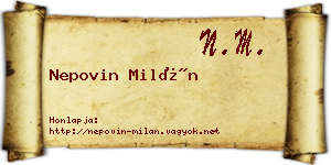 Nepovin Milán névjegykártya